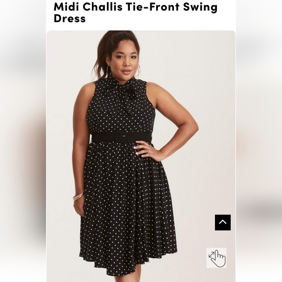Torrid Challis Tie-Front Swing Dress Black Polka Dot Dress size 18 - Picture 2 of 8
